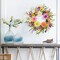 Artificial Summer Wreath 22 Inch Floral Wreaths for Front Door Summer Wreath with Dahlia Daisy Flowers for Indoor Porch Wall Holidays Easter Celebrations